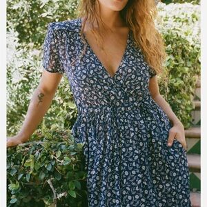 Dawn Dress-Navy Floral